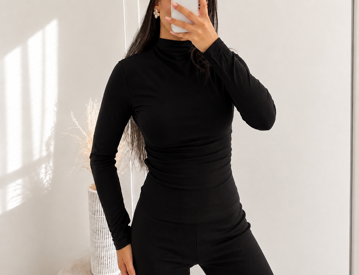 Basic Stretch  – Langarmshirt mit Rollkragen | Verschiedene Farben