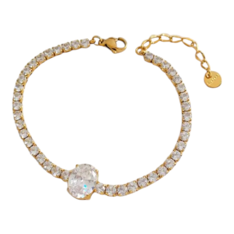 Tennisarmband mit großem ovalen Stein