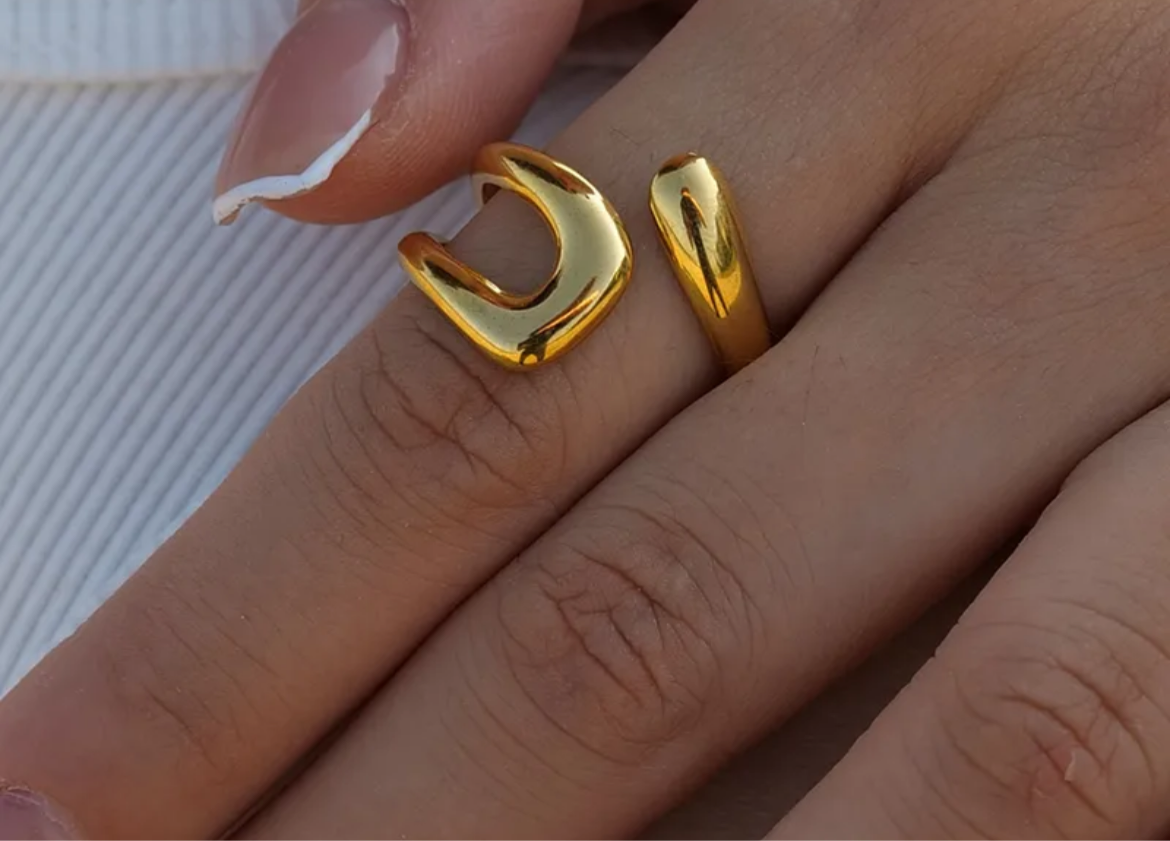 Verstellbarer Ring in Gold | offenes Design