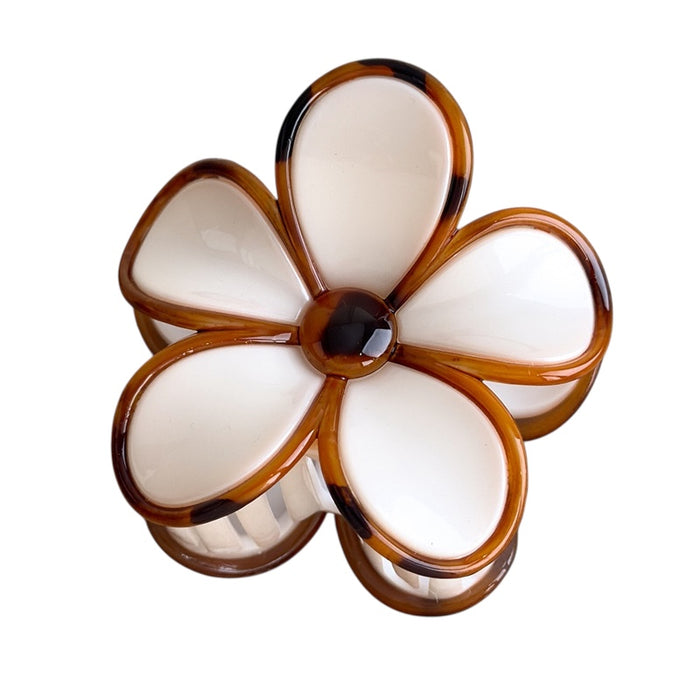 Blumen Haarclip | Weiß/ Braun