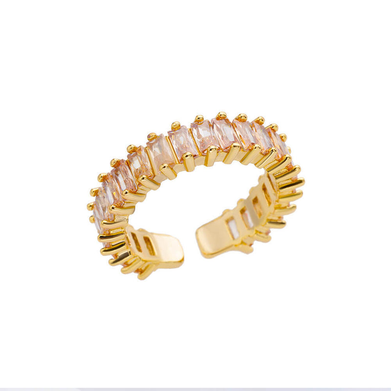 Verstellbarer Ring  - Rosa Steinchen