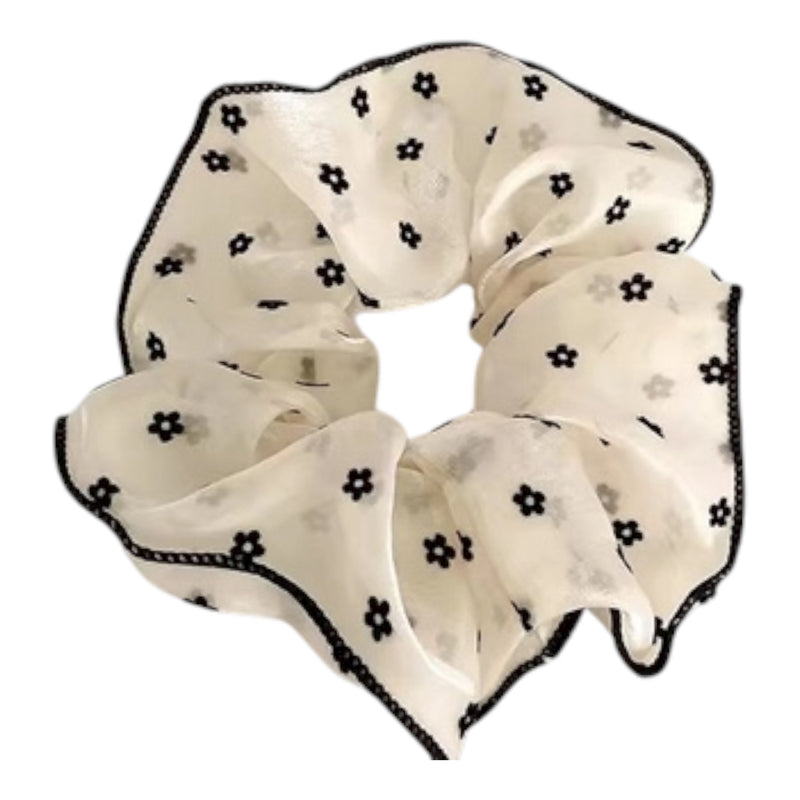 Scrunchie mit Blumen-Muster | Weiß