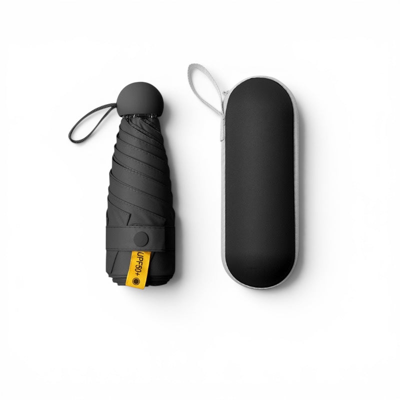Mini Taschenschirm UPF 50+ mit Etui | Schwarz