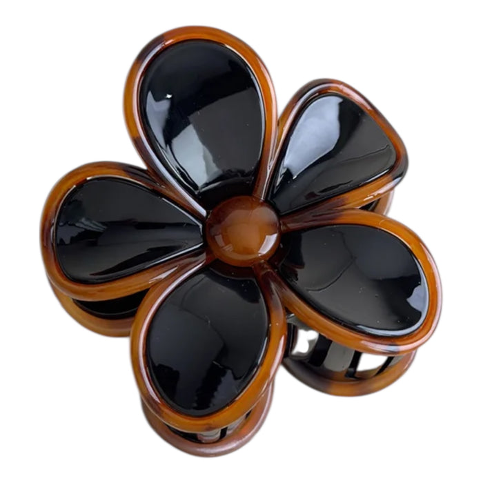Blumen Haarclip M | schwarz/ Braun
