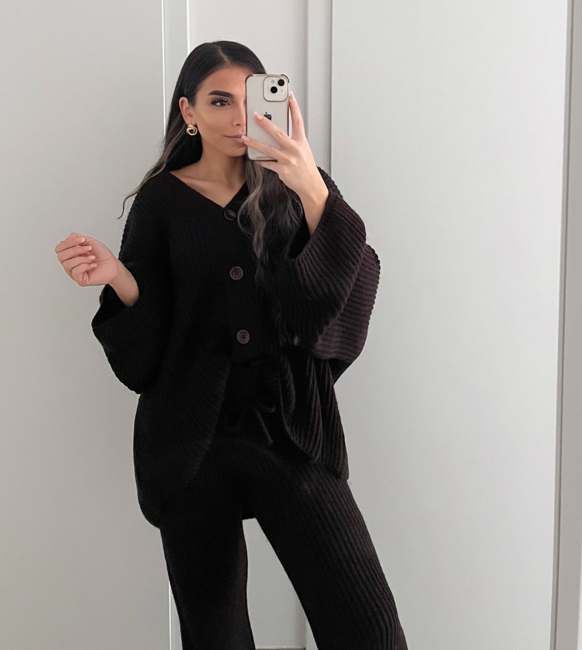 Zweiteiliges Strick-Set | Braun