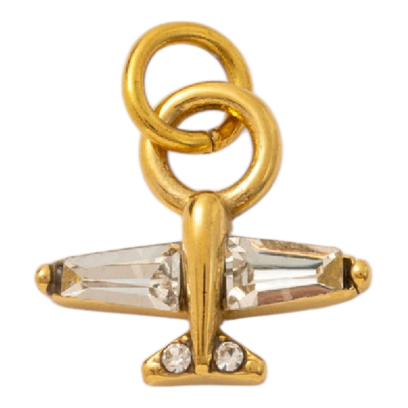 Charm Anhänger - Flugzeug mit Strass
