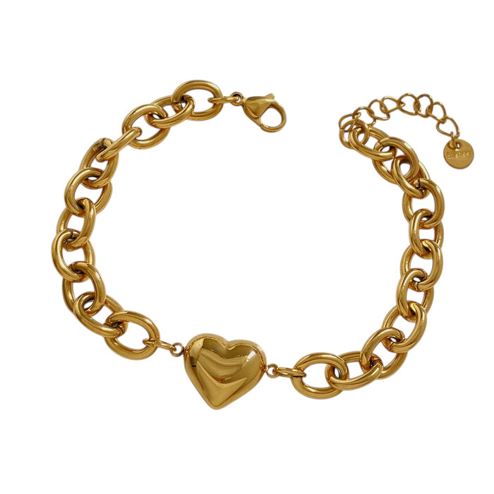 Gliederarmband mit Herzanhänger | Gold