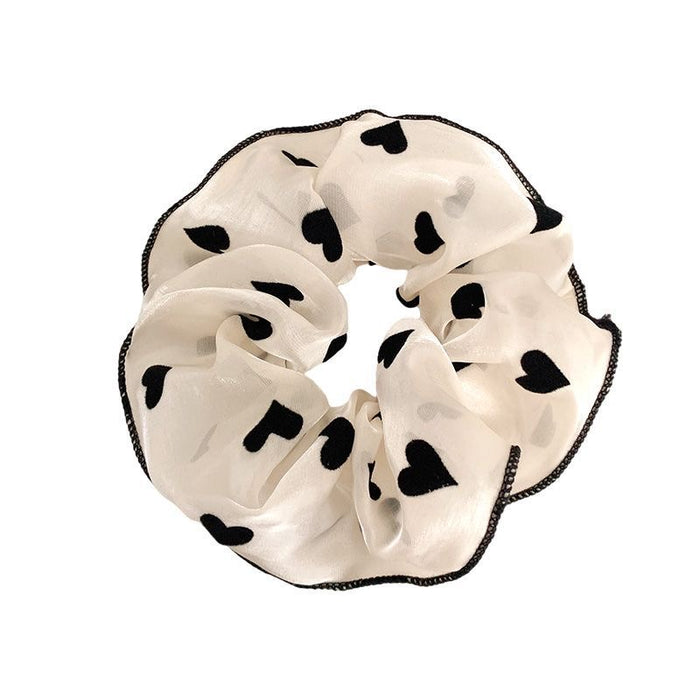 Scrunchie mit Herz-Muster | Weiß