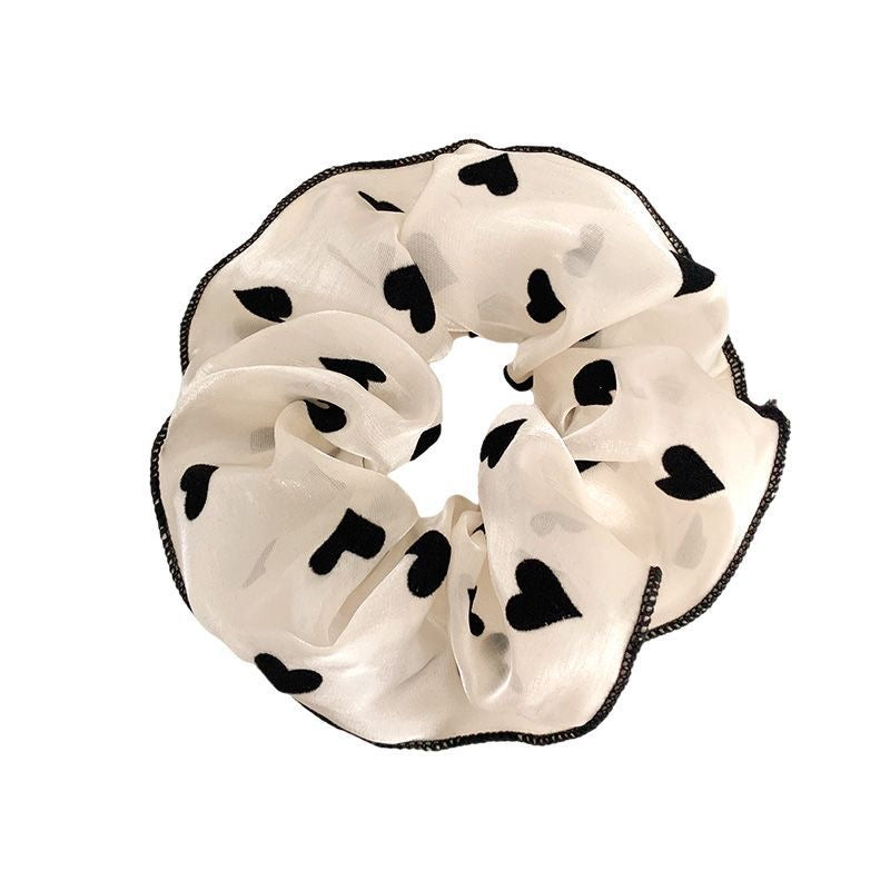 Scrunchie mit Herz-Muster | Weiß
