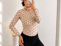 Polka Dot Longsleeve | Beige oder weiß