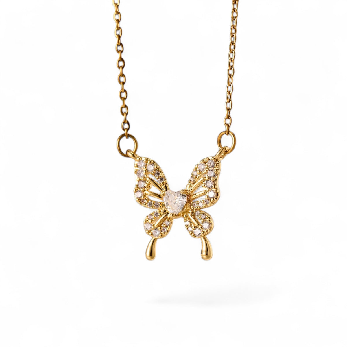 Schmetterling Halskette Gold – Titan & Zirkonia