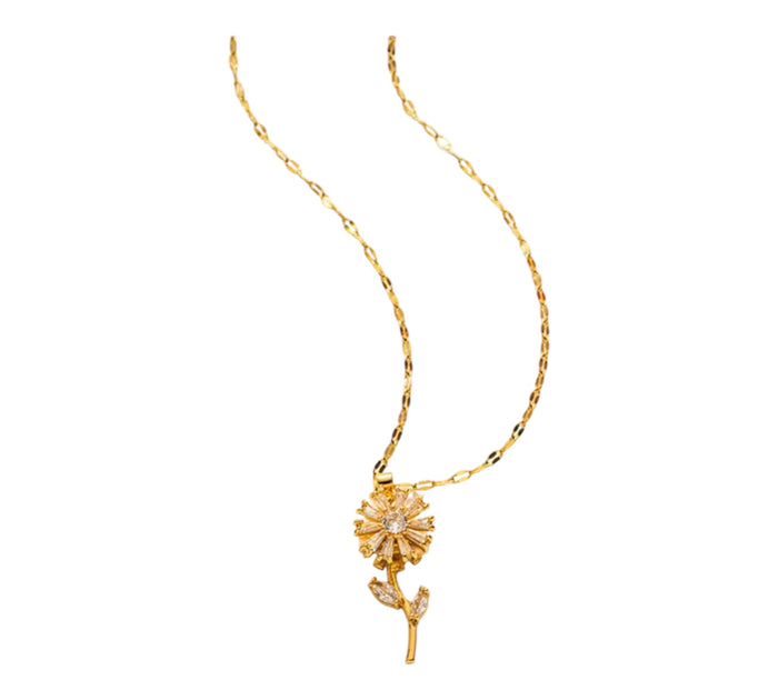 Halskette - Drehbare Sonnenblume | Gold