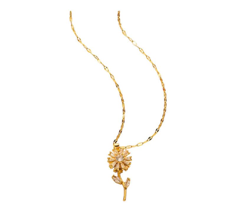 Halskette - Drehbare Sonnenblume | Gold