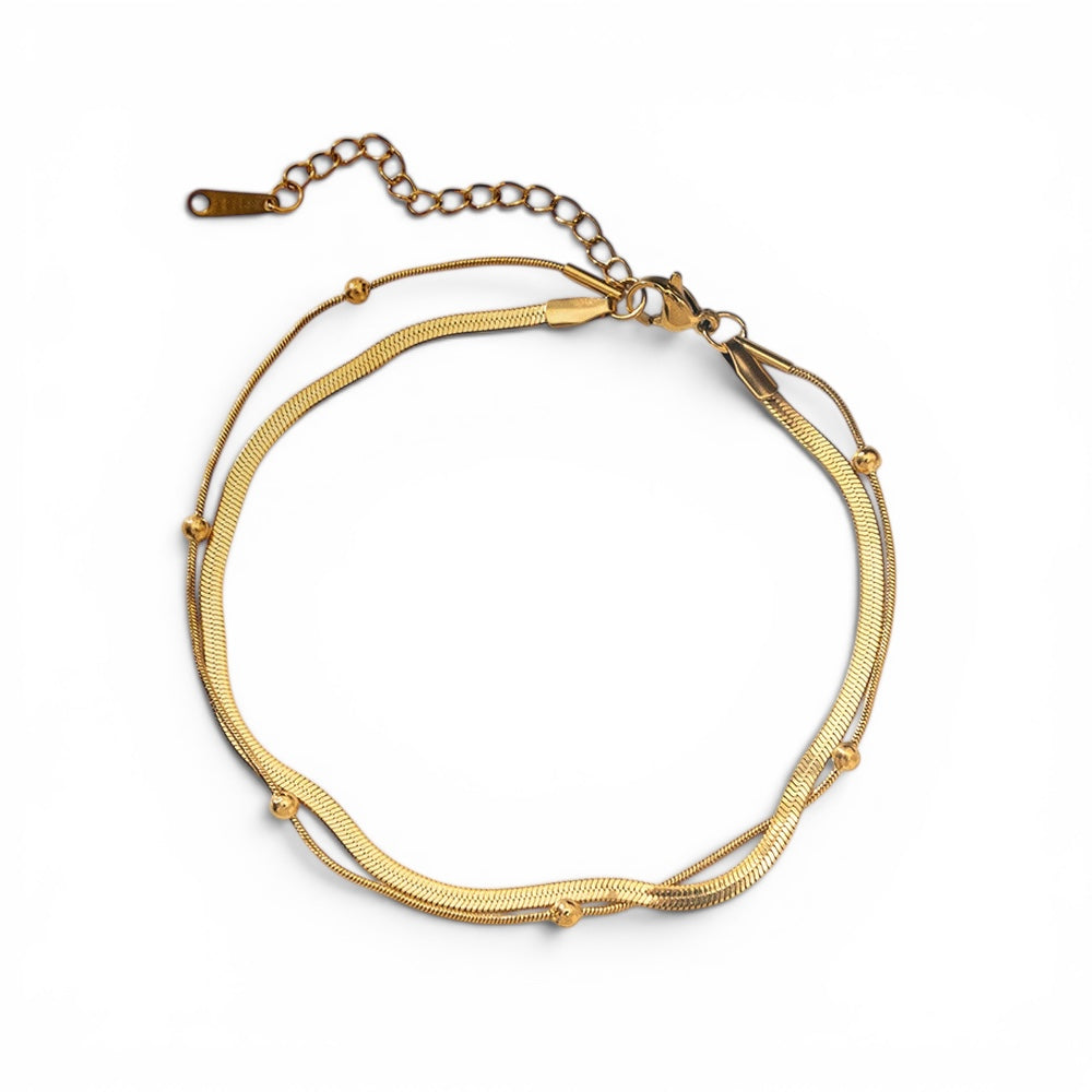 Fußkette - Doppellagiges Design in Gold