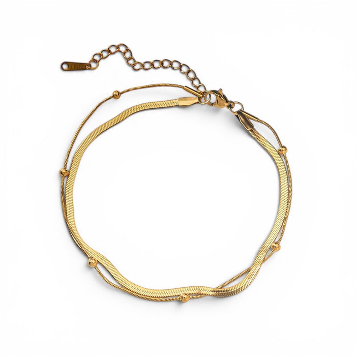 Fußkette - Doppellagiges Design in Gold