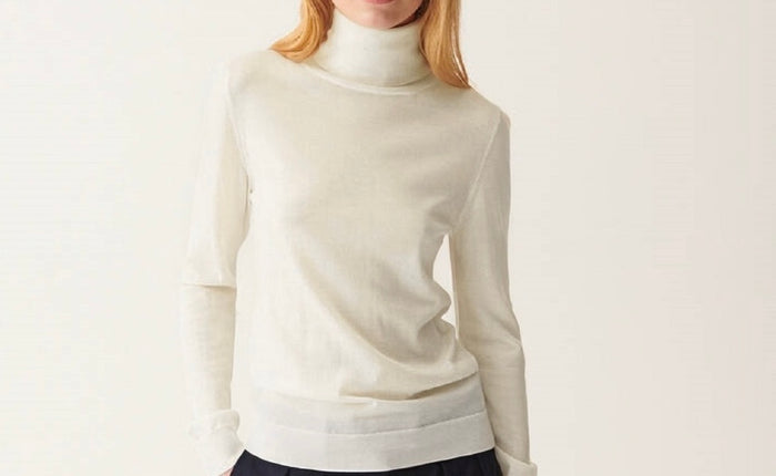 Feinstrick Rollkragenpullover – beige