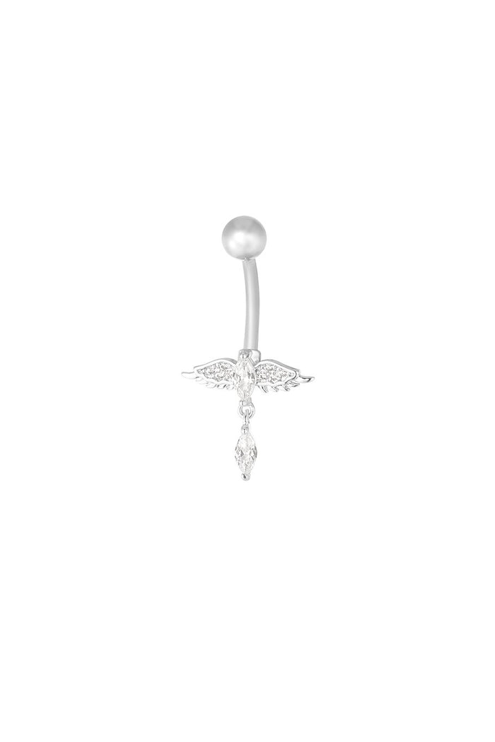 Bauchnabelpiercing mit Flügelanhänger – Silber