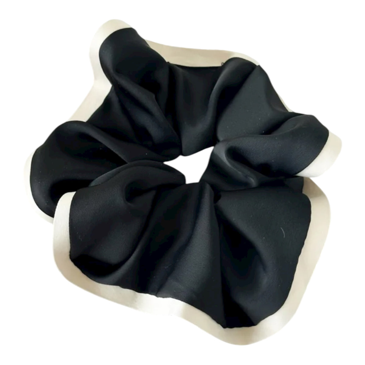 Scrunchie in schwarz mit beigem Rand | XXL