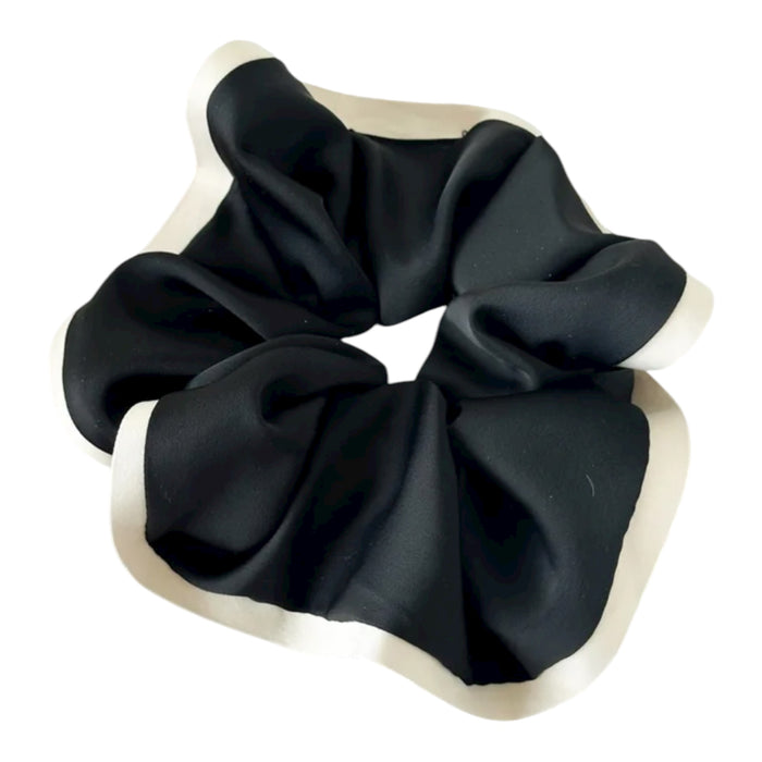 Scrunchie in schwarz mit beigem Rand | XXL