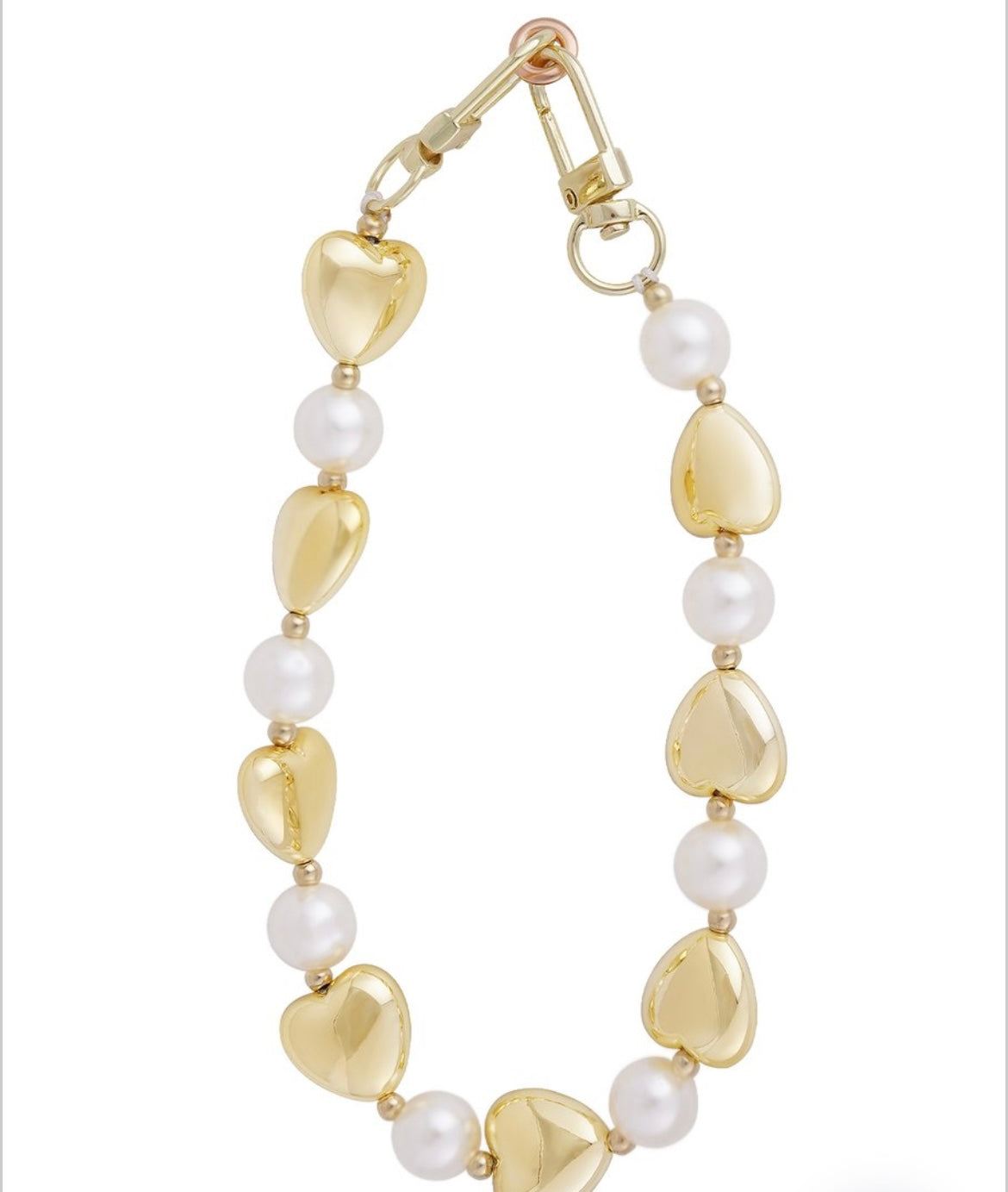 Handykette mit goldenen Herzperlen