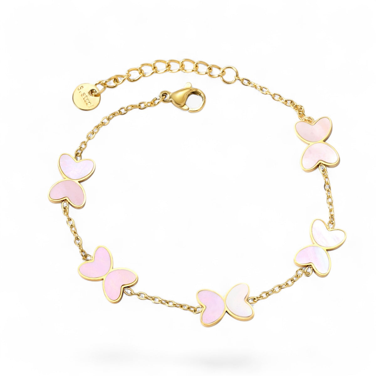 5fach Schmetterlings-Armband Rosa Gold – Edelstahl