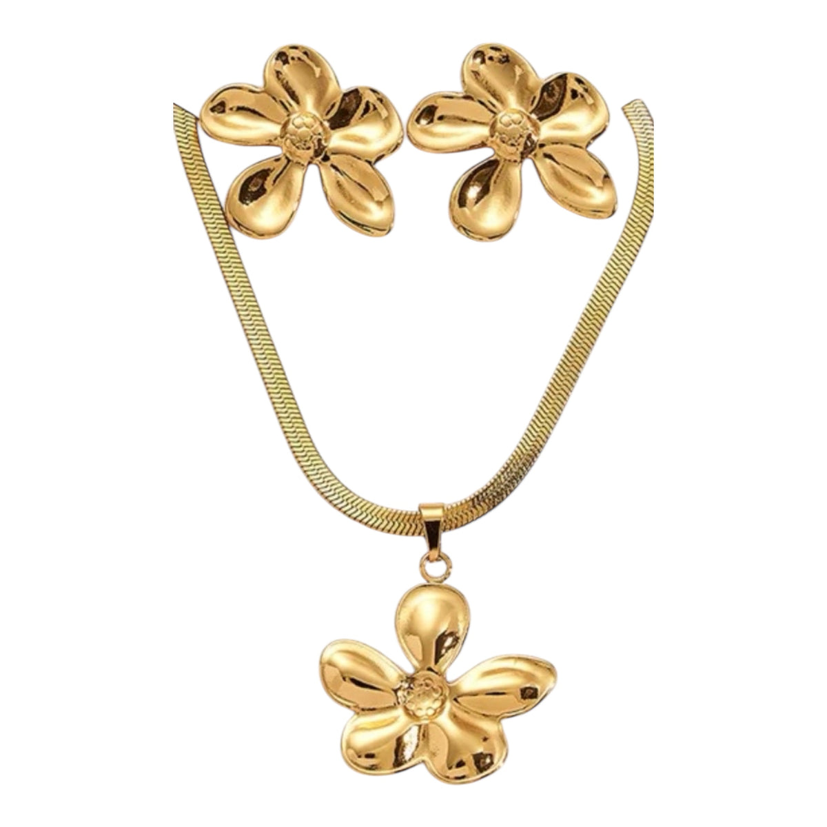 Schmuckset mit goldener Blüte | Vergoldet