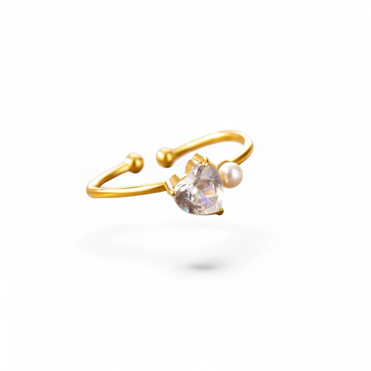 Herz Schmuckset Gold – Kette, Ring & Ohrringe | Zirkonia & Edelstahl