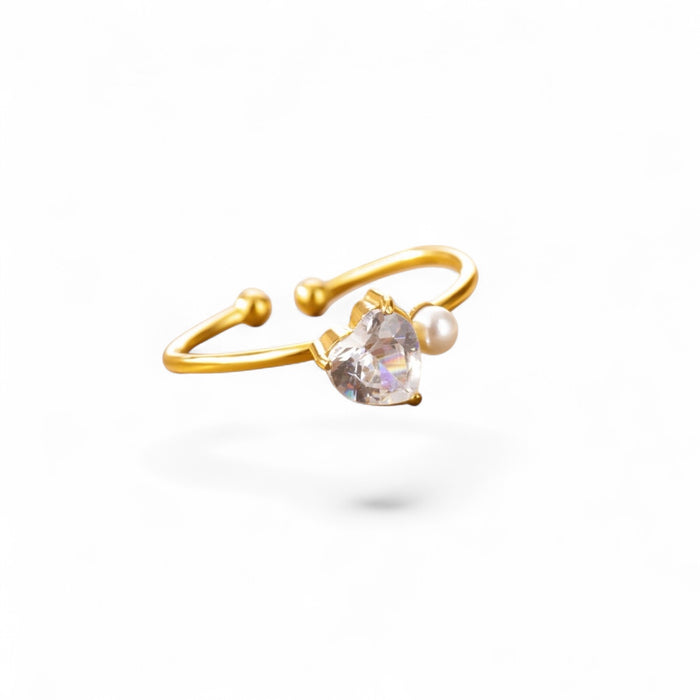 Herz Schmuckset Gold – Kette, Ring & Ohrringe | Zirkonia & Edelstahl