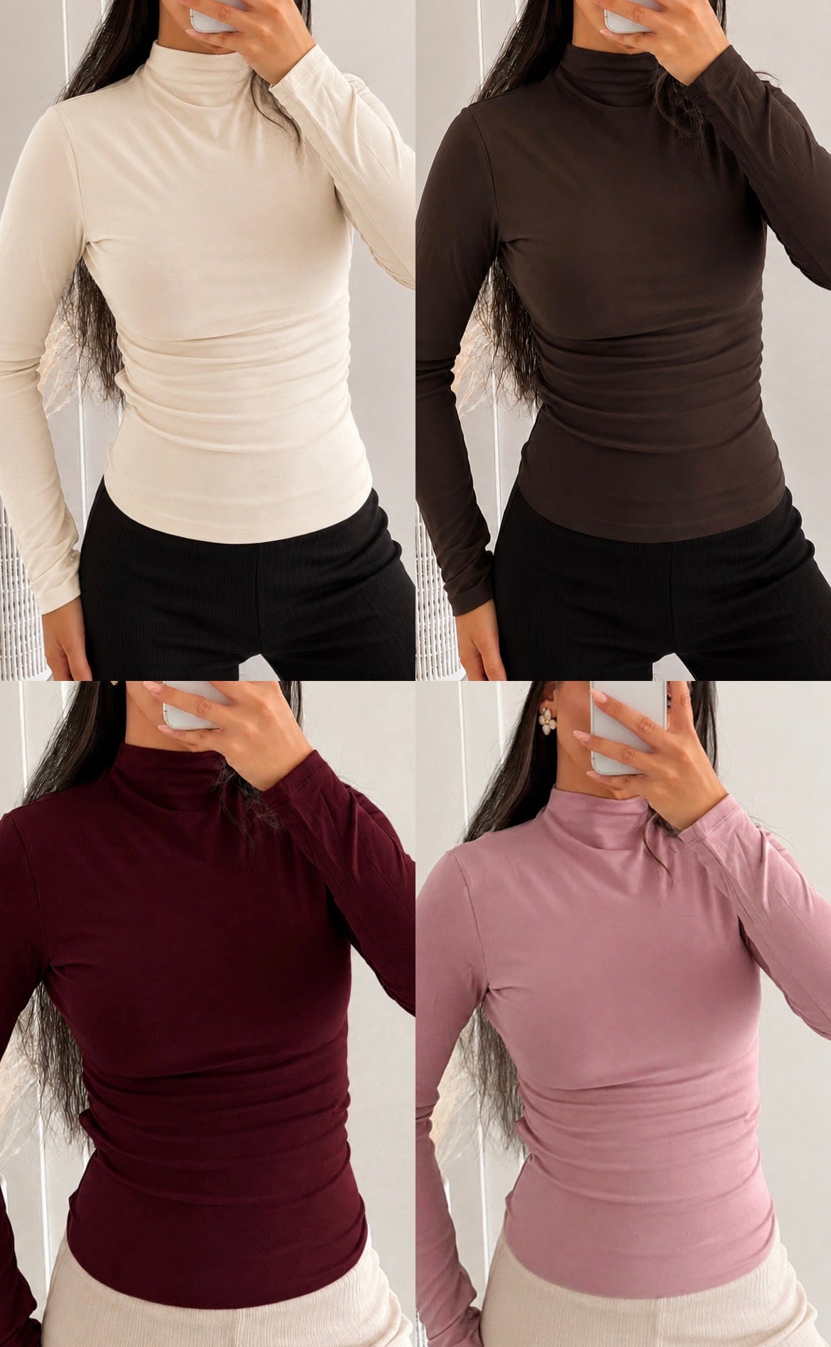 Basic Stretch  – Langarmshirt mit Rollkragen | Verschiedene Farben