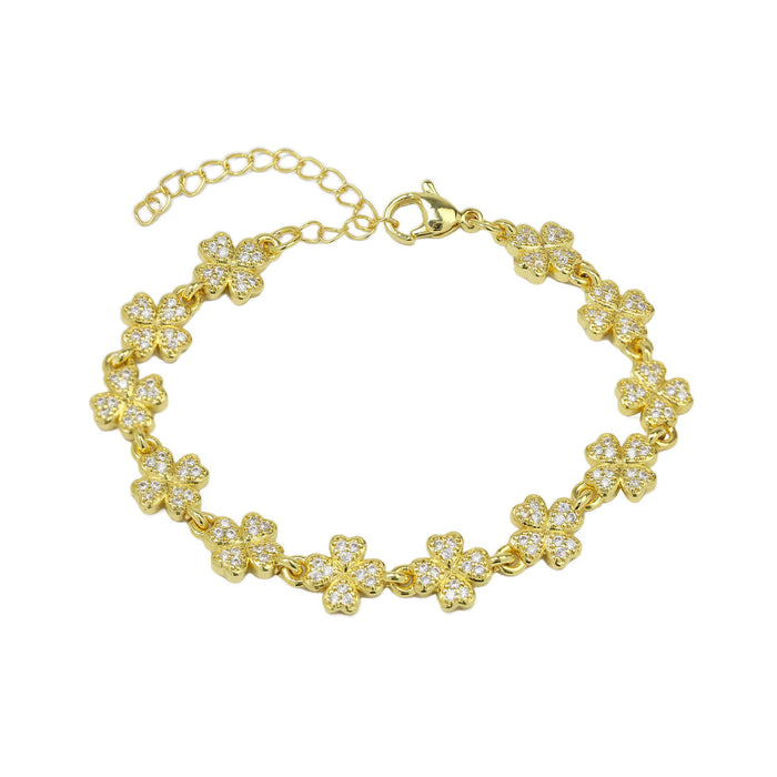 Armband mit Kleeblattreihe | vergoldet