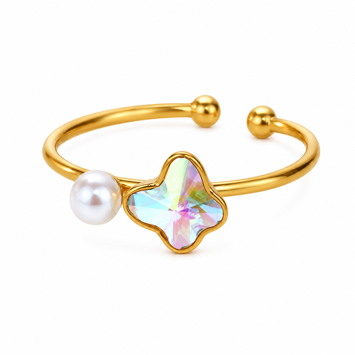 Verstellbarer Ring -  „Crystal Bloom“