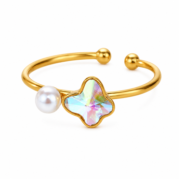 Verstellbarer Ring -  „Crystal Bloom“