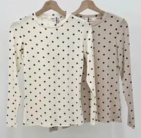 Polka Dot Longsleeve | Beige oder weiß