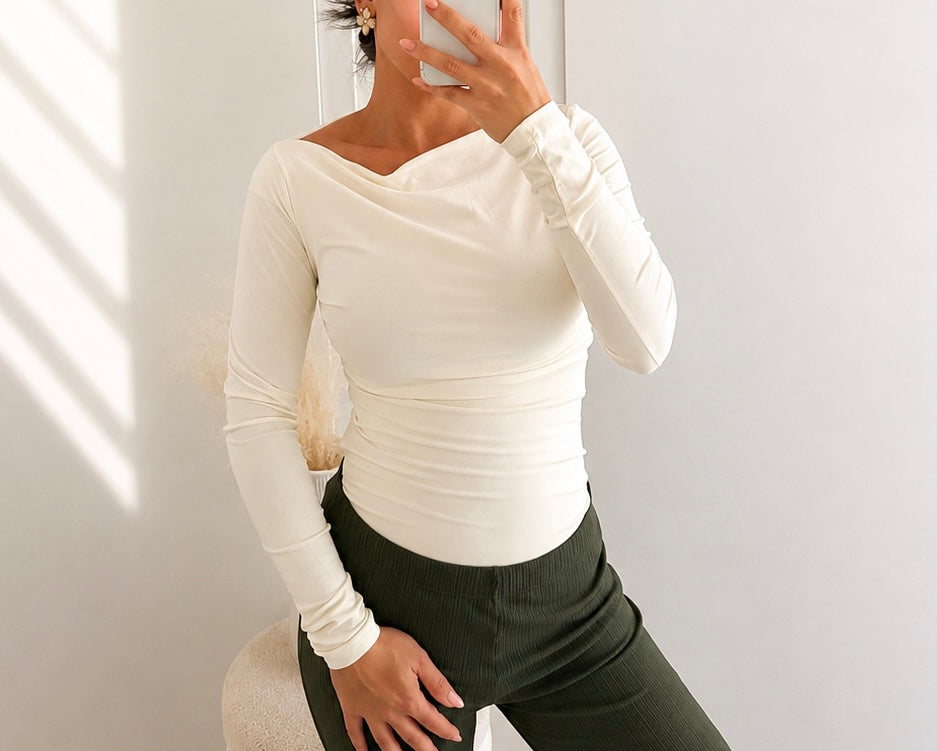 Basic Stretch Shirt – Figurbetontes Langarm Top | Verschiedene Farben