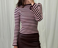 Elegant Rib Knit Longsleeve | Bordeaux/ Rosa