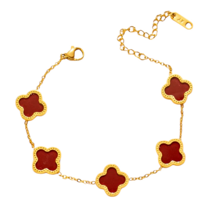 Armband | Rubin Glücksklee