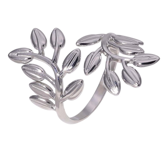 Verstellbarer Ring - Blattdesign | Silber