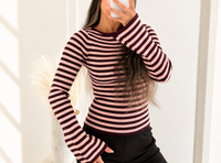 Elegant Rib Knit Longsleeve | Bordeaux/ Rosa
