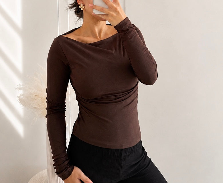 Basic Stretch Shirt – Figurbetontes Langarm Top | Verschiedene Farben