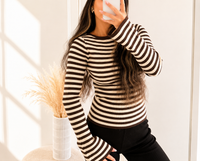 Elegant Rib Knit Longsleeve | braun / Creme