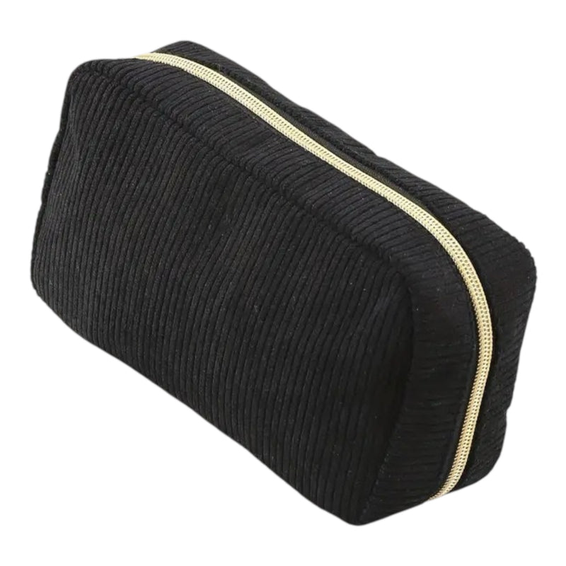 Kosmetiktasche gerippt | Schwarz
