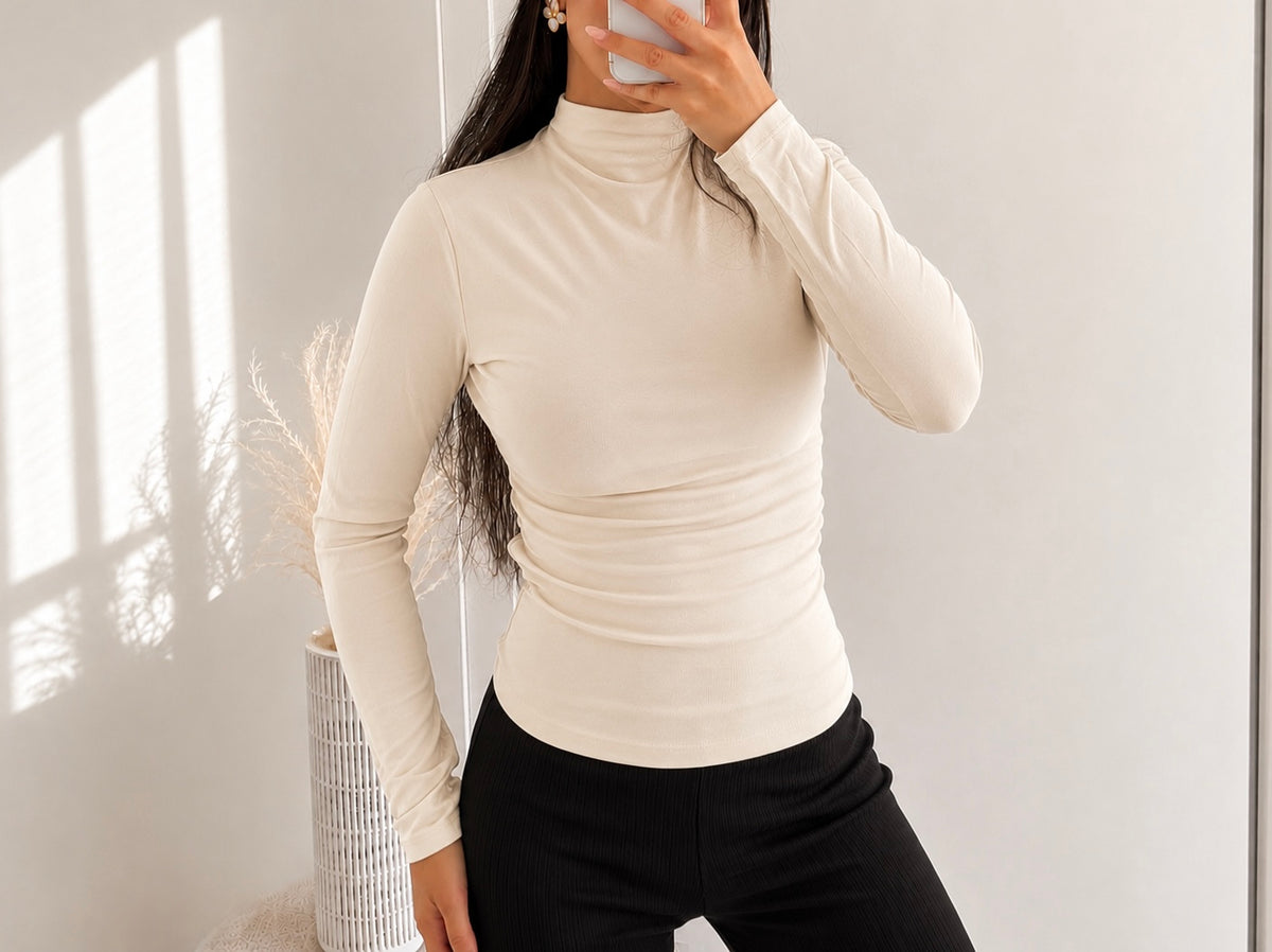 Basic Stretch  – Langarmshirt mit Rollkragen | Verschiedene Farben