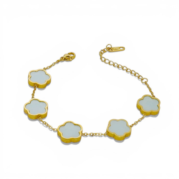 Blumen Armband Mint Gold – Edelstahl