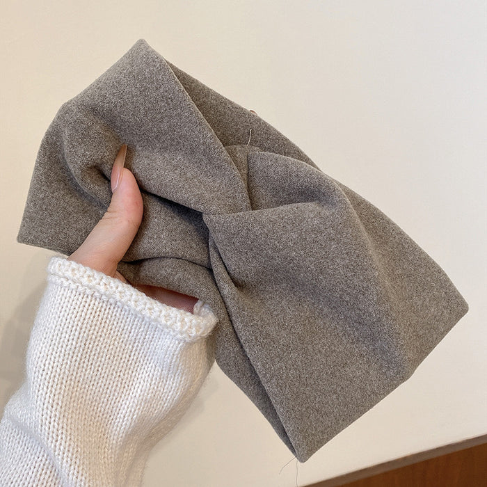 Weiches Stirnband mit Knoten - Braun/ Grau