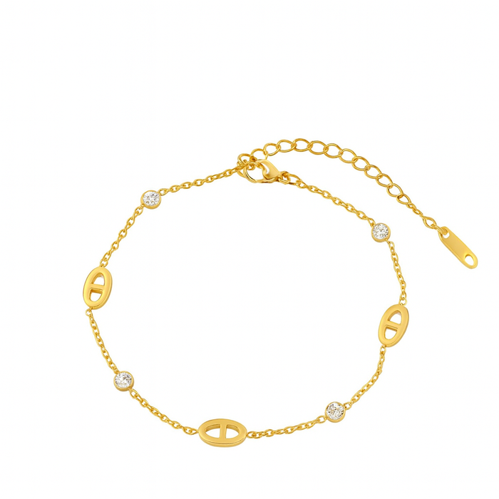 Feines Armband mit ovalen Elementen & Strassdetails