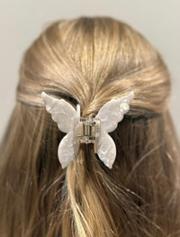 Schmetterlings Haarklammer | schimmerndes weiß