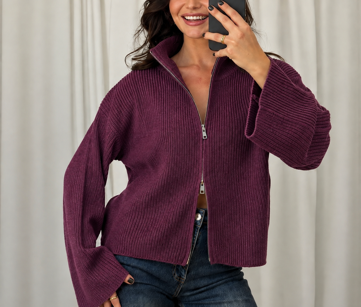 Zipper Strickjacke | Verschiedene Farben