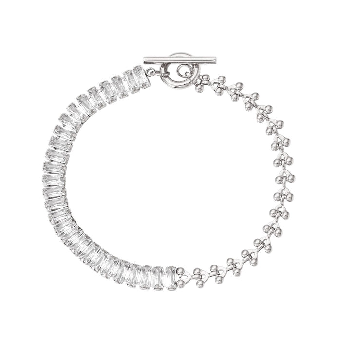 Armband | mit Steinchen und Gliederdesign / Silber