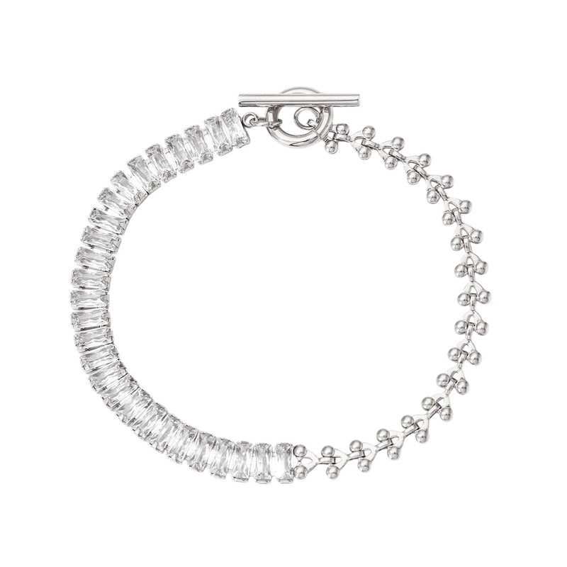 Armband | mit Steinchen und Gliederdesign / Silber