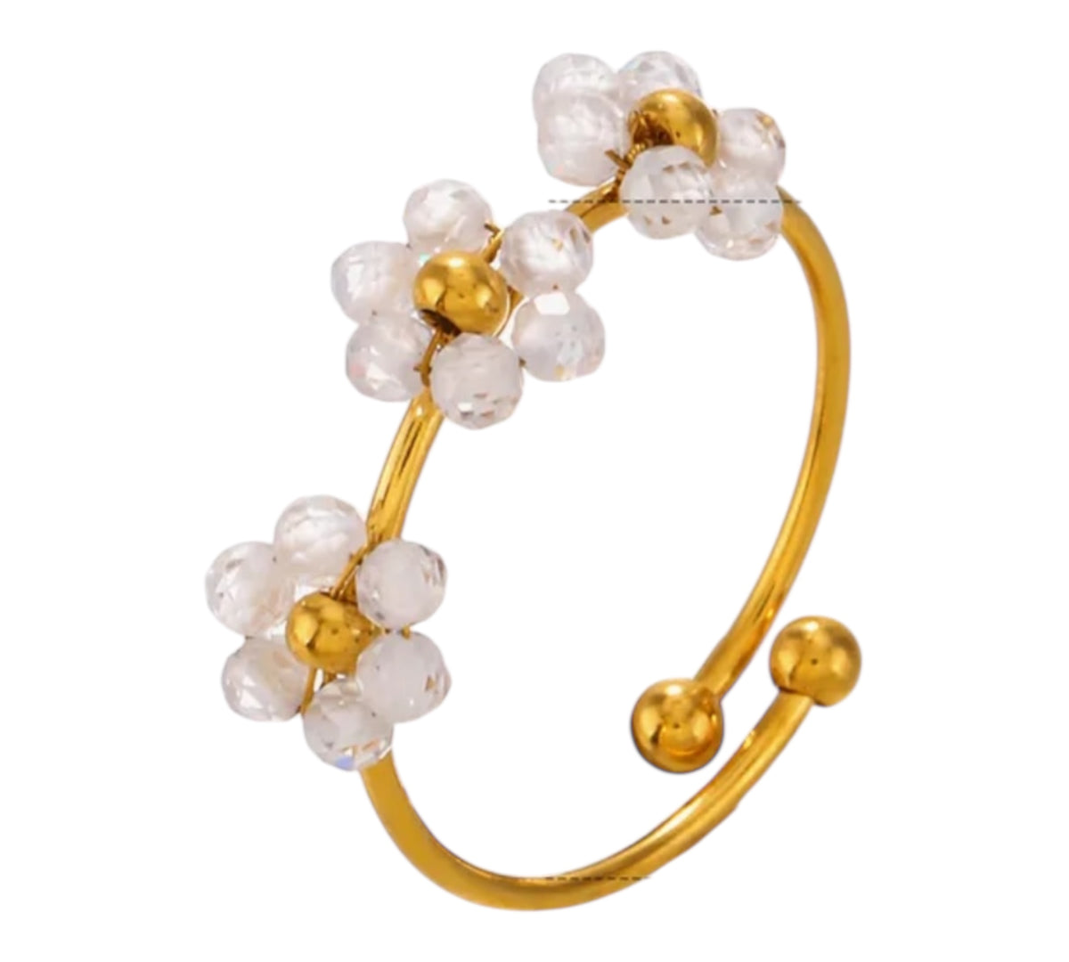 Verstellbarer Ring | Weiße Blumen